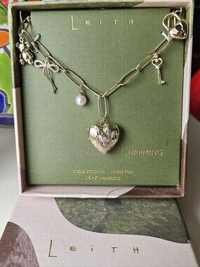 Leith NecklacesHeart & Bow Charm Necklace